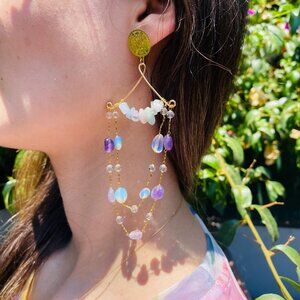 Opal drop earrings- 14k Gold dangle earrings